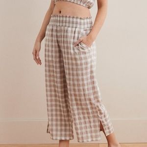 2/$20 Aerie gingham cropped wide leg pants